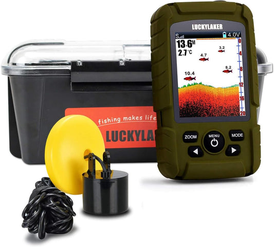 LUCKY Water Depth Fish Finders Waterproof Portable Fishing Fish Finder Display Handheld Ice Fishing Finder Sonar Sensor Transducer for Boat Kayak Sea Fishing - PuriLite