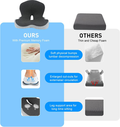 Denchy Car Seat Cushion with Back Support, Memory Foam Truck Driver Cushion