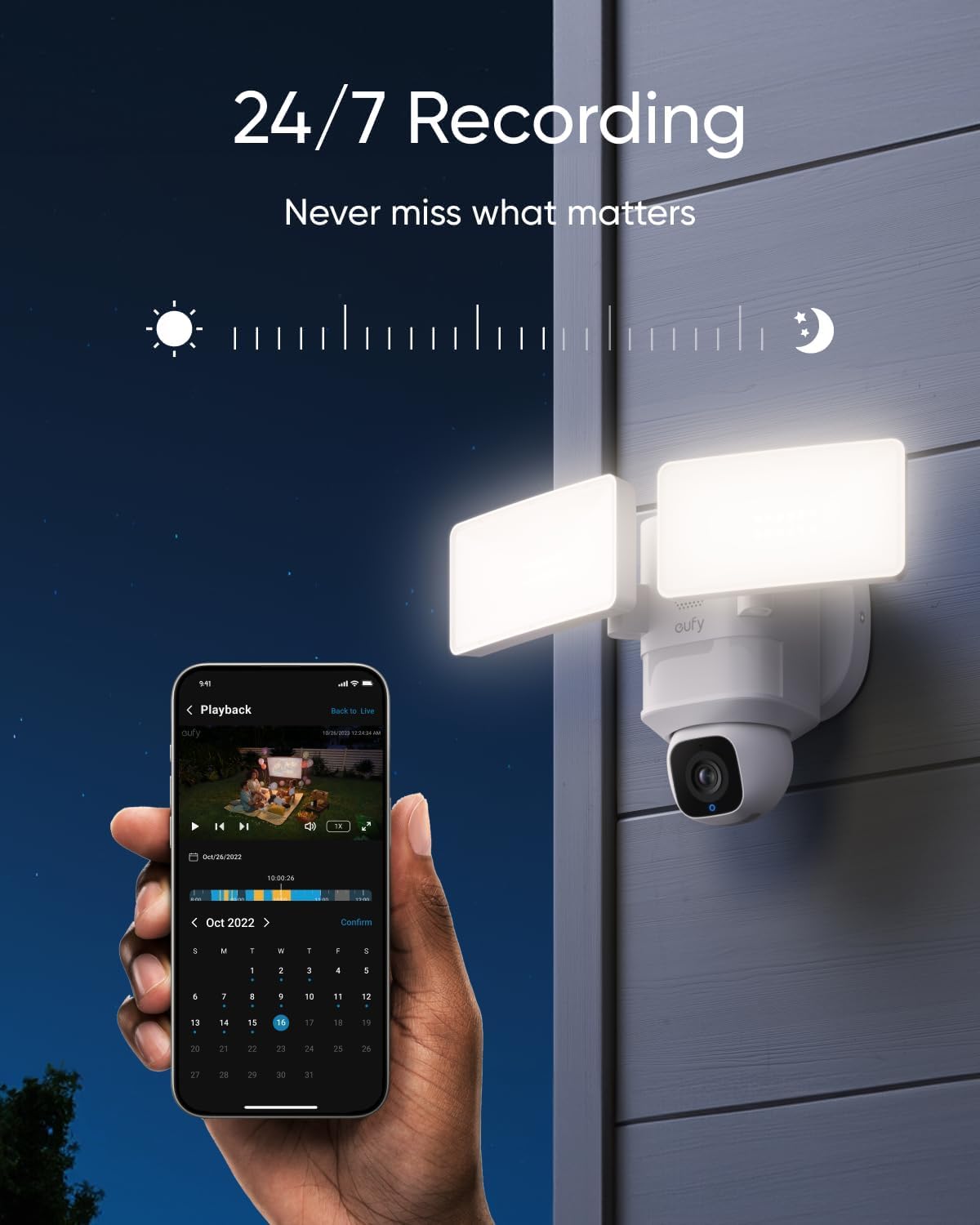eufy Floodlight Camera E30, Security Camera Outdoor, 360° Pan and Tilt, AI Detection and Tracking, 2K Video, 2.4GHz Wi-Fi, 2,000 Lumens, Custom Voice and Light Alerts, 24/7 Recording, No Monthly Fee - PuriLite