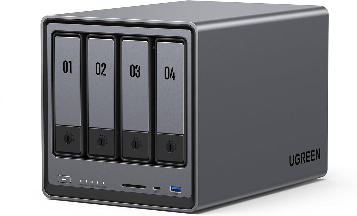 UGREEN NASync DXP4800 4-Bay Desktop NAS, Auto Backup Phones/PCs Private Cloud Storage for Home & Office, Intel N100 Quad-core CPU, 8GB DDR5 RAM, 32G eMMC, 2 * 2.5GbE, Dual M.2 Slots, 4K HDMI(Diskless) - PuriLite