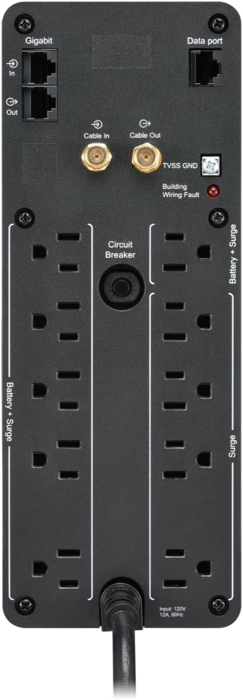 APC BR1000MS Sine Wave UPS Battery Backup & Surge Protector, 1000VA, Backups Pro, Black - PuriLite