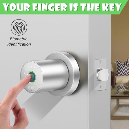 FITNATE Fingerprint Door Knob, Smart Biometric Door Lock with App Control, Keyless Entry Door Knob with Bluetooth Digital Code, Touch to Open Knob for Bedroom,Home,Hotel,Office, Black - PuriLite