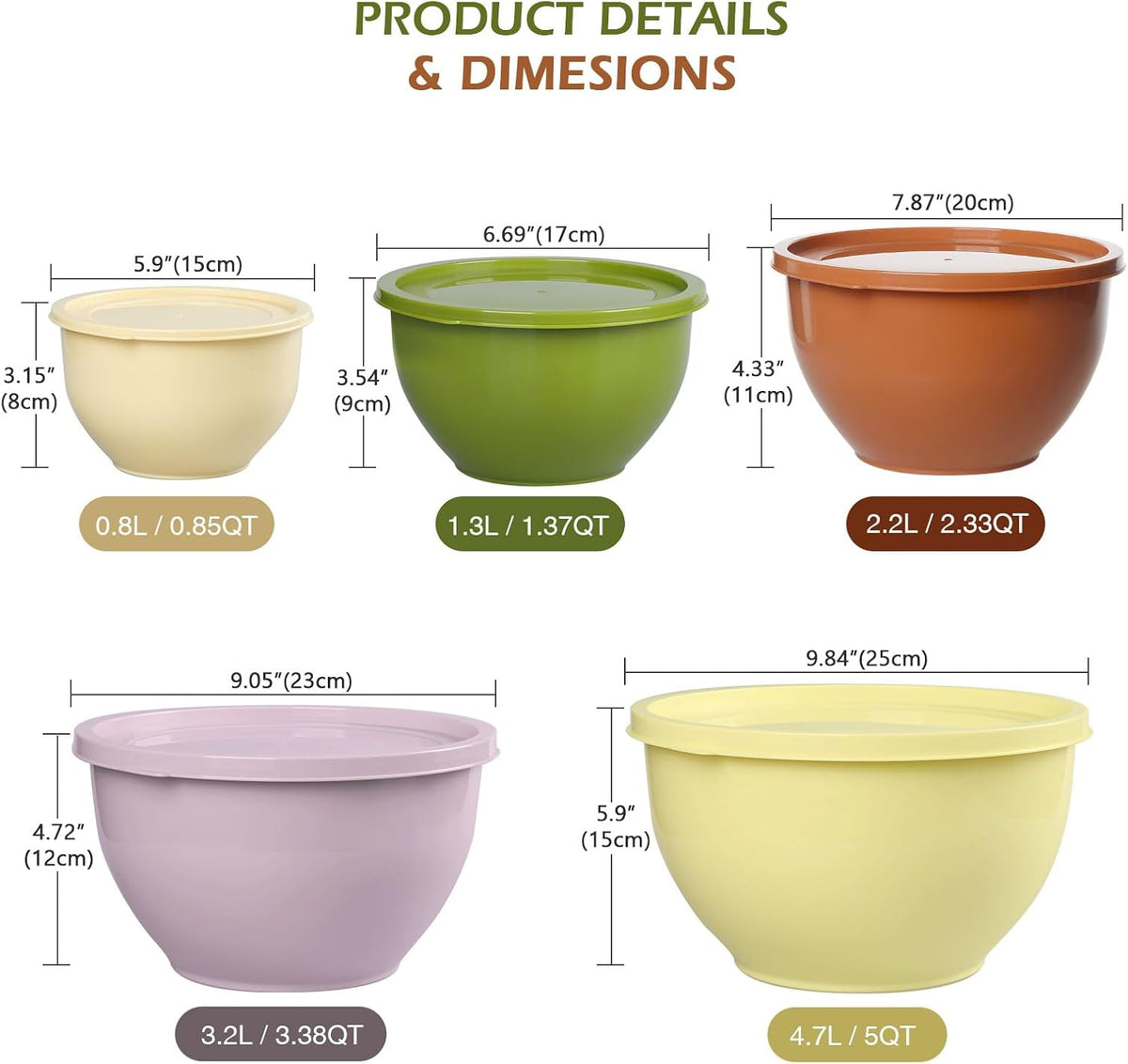 Purilite Select Plastic Mixing Bowl Set - PuriLite