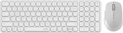 RAPOO Keyboard and Mouse Wireless - 9010M Multi-Device Wireless Keyboard Mouse Combo, 2.4GHz/Bluetooth 5.0/4.0 Wireless Keyboard Mouse Set for Windows/Mac/Linux/Chrome, Support 4 Devices, Silent Click - PuriLite