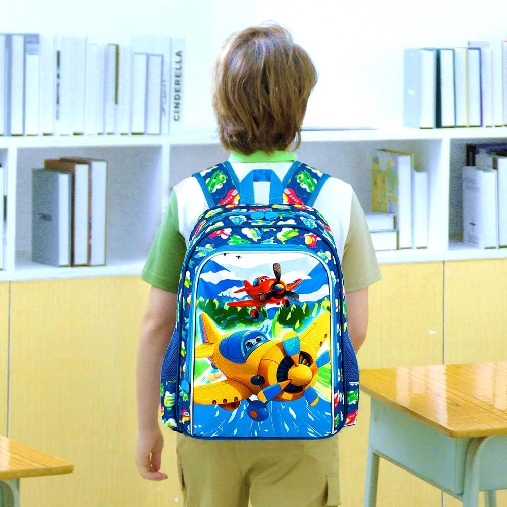 3pcs Backpack for Boys and Girls, 16” Kids Kindergarten Bookbag with Lunch Box, Cute Elementary Backpacks for Boy Girl - PuriLite
