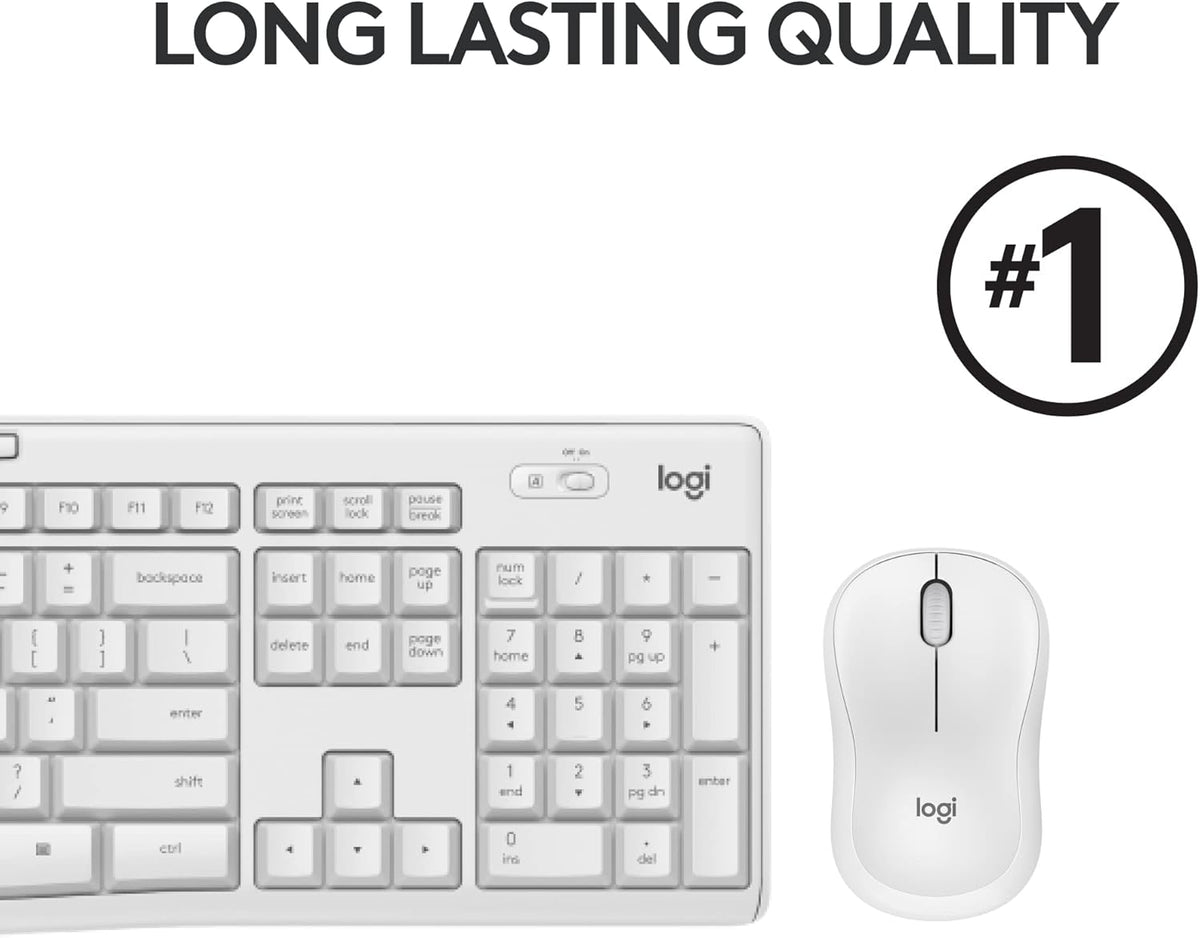 Logitech MK295 Wireless Mouse & Keyboard Combo with SilentTouch Technology, Full Numpad, Advanced Optical Tracking, Lag-Free Wireless, 90% Less Noise - Graphite - PuriLite