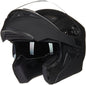 ILM Motorcycle Dual Visor Flip up Modular Full Face Helmet DOT with 7 Colors (L, Matte Black) - PuriLite