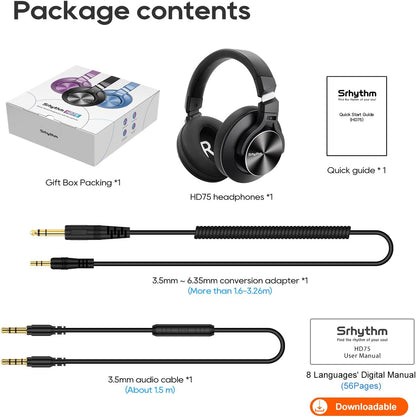 Srhythm HD75 Wired Over Ear DJ Headphone for Studio/Party/Guitar - PuriLite