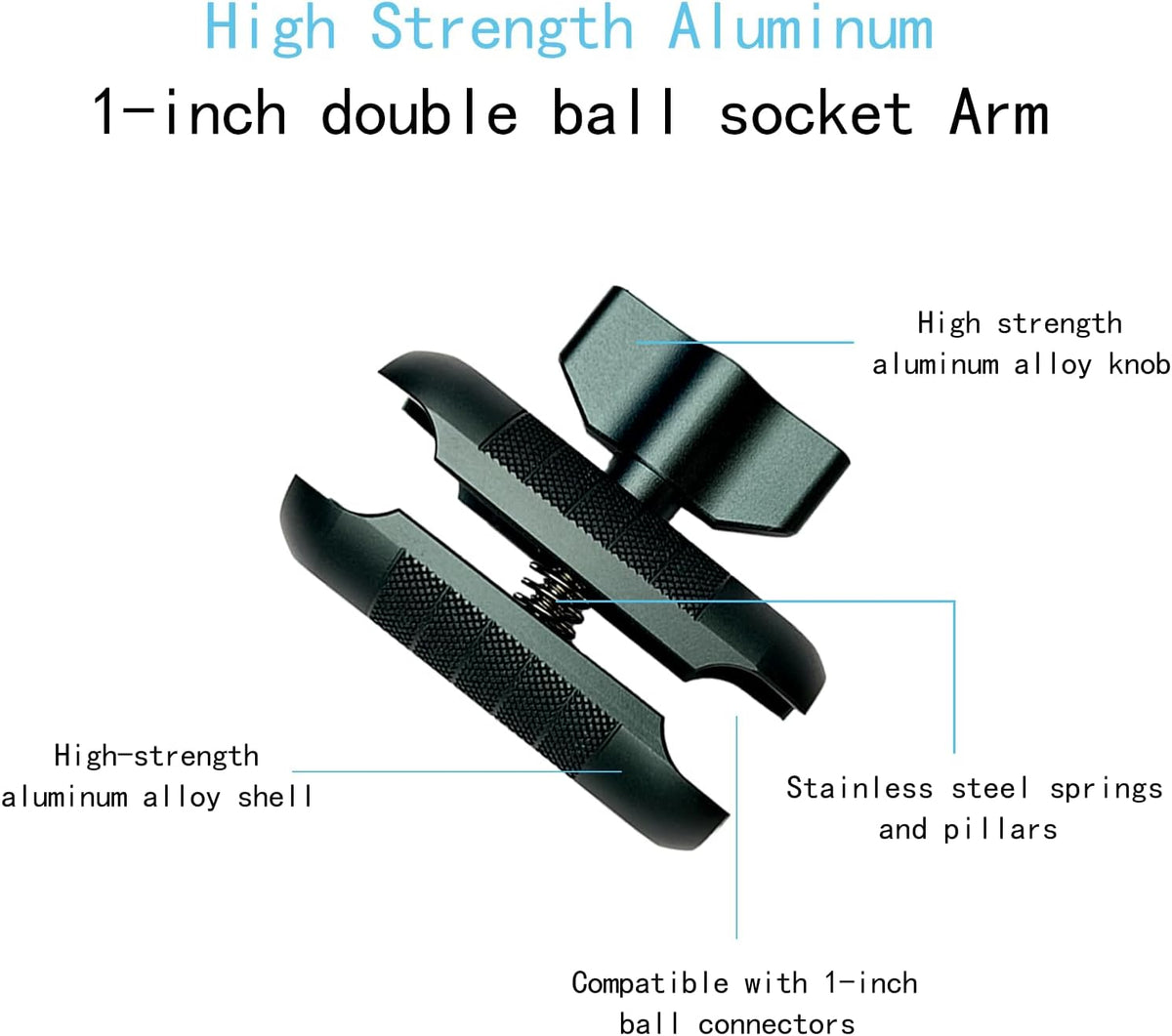 YIMINGYINUO Double Socket Arm Compatible with RAM Mounts B Size 1" Ball Components for Bike/Motorcycle/ATV Phone Mount, Emeralds (Short Arm) - PuriLite