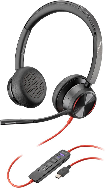 Poly Blackwire 8225 Premium Wired Headset (Plantronics) – Active Noise Canceling – Hi-fi Stereo - Connect to PC/Mac - Works w/Teams, Zoom - Amazon Exclusive - PuriLite