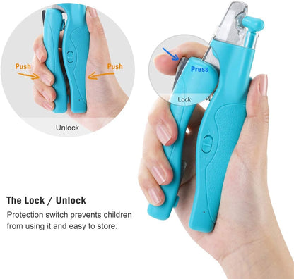 Pet Nail Clipper with LED Light for Dogs & Cats, Rechargeable Nails & Claws Trimmer Grooming, Safe Professional Trimming Tool with Nail Trapper & Free Nail File, Quick-Sensor Razor Sharp Blades - PuriLite