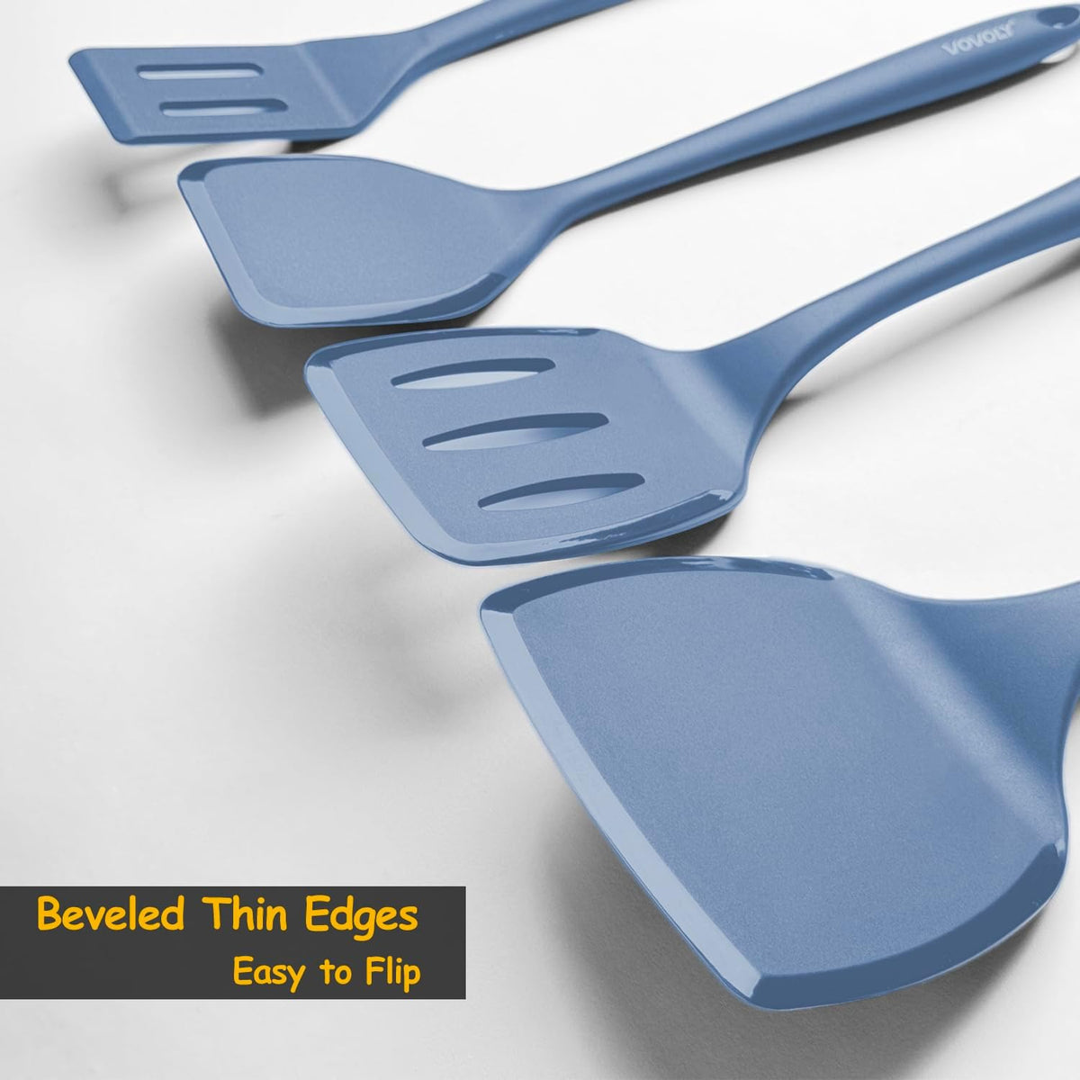 Silicone Spatula Set, 600°F Heat Resistant Silicone Spatula Turner Flipper for Cooking, Non Stick and Non Scratch Kitchen Utensils for Eggs & Pancakes, 4 Pack, Black - PuriLite