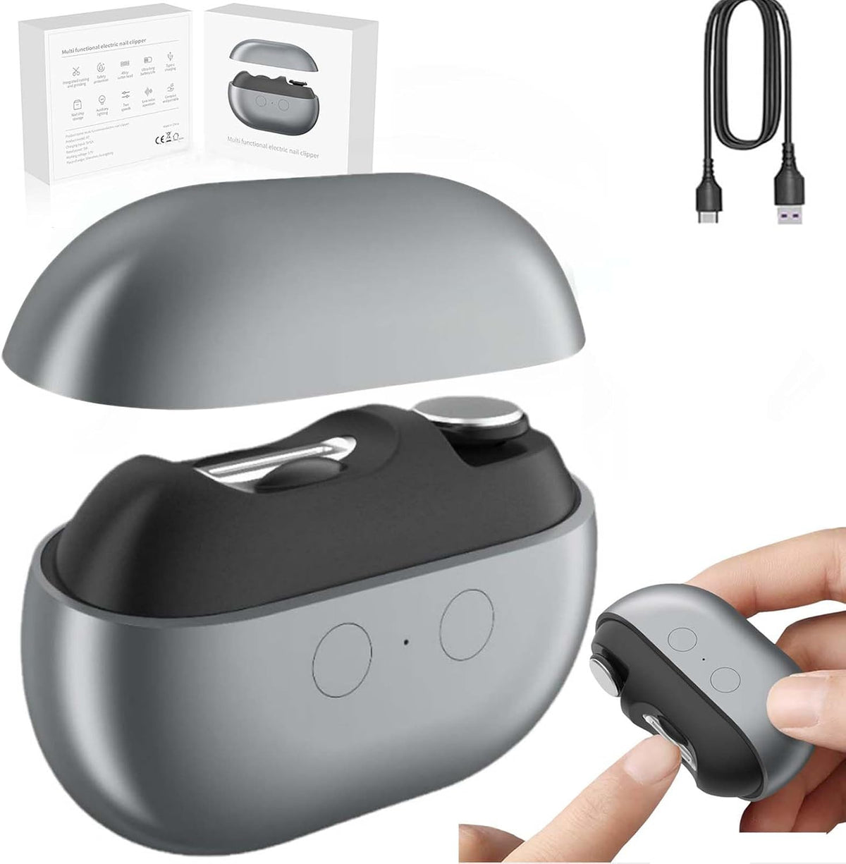 Yosody Easy clip, Yosody Electric Nail Clipper, Easyclip Smart Nail Clipper (Black) - PuriLite