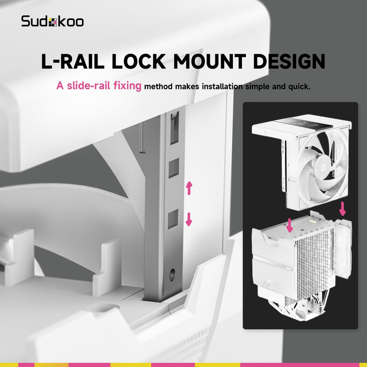 Sudokoo SK700 White AM5 CPU Cooler : 7 Heatpipes CPU Air Cooler for AM5 Exclusive - Single Tower PC Cooling with 120mm FDB PWM Quiet Fan & L-Rail Lock Mount - PuriLite