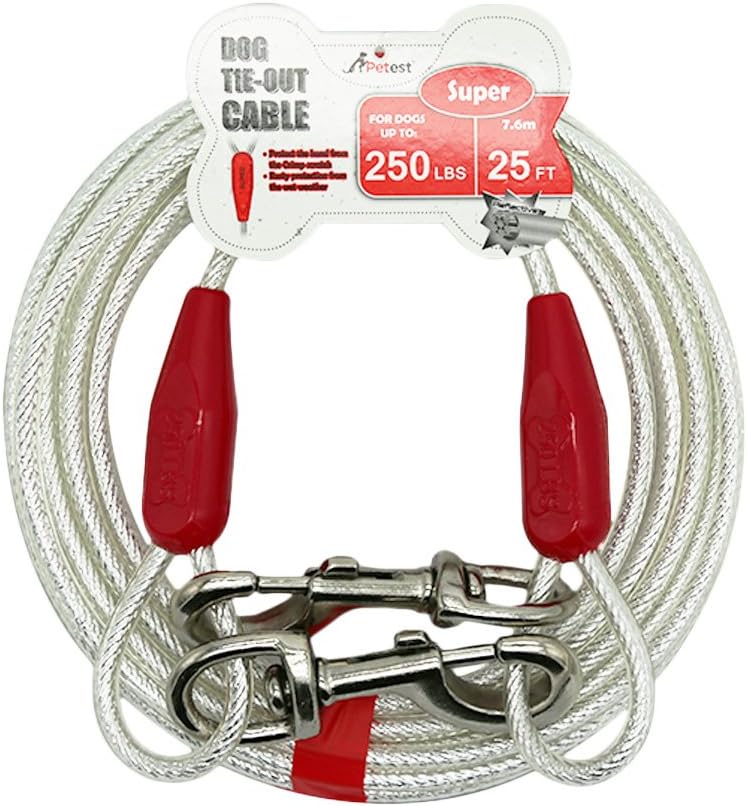 Petest 25ft Reflective Tie-Out Cable for Small Dogs Up to 35 Pounds - PuriLite
