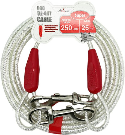 Petest 25ft Reflective Tie-Out Cable for Small Dogs Up to 35 Pounds - PuriLite
