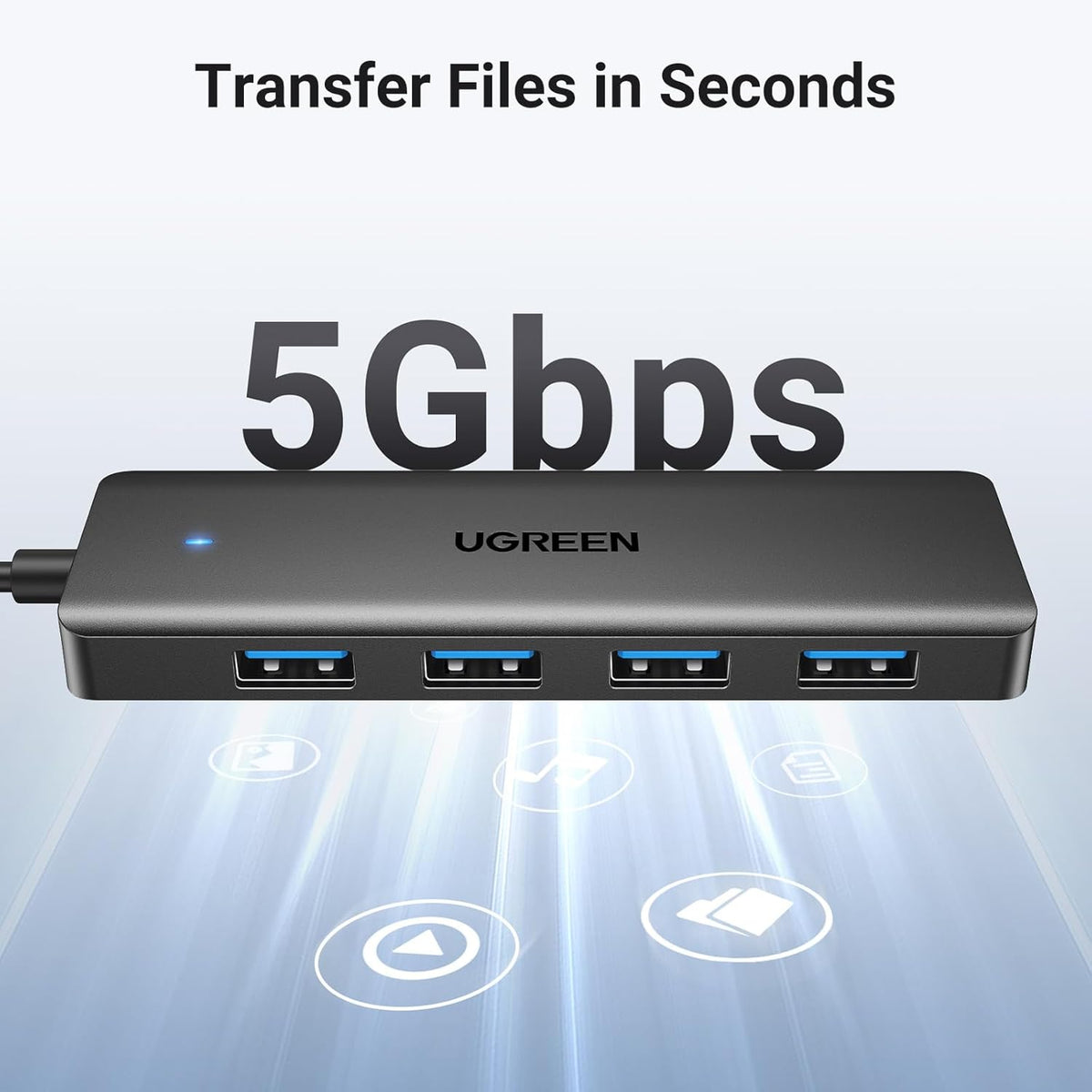 UGREEN USB Hub 3.0, 4 Ports USB A Splitter Ultra Slim Expander for Mouse, Keyboard, Flash Drive, U Disk, Printer Compatible with Laptop, Desktop PC, Xbox, PS5, Mouse, Keyboard and More, 0.5ft - PuriLite