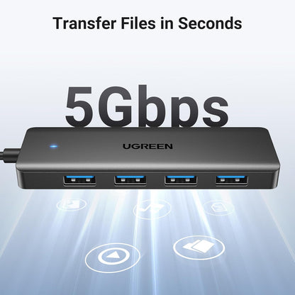 UGREEN USB Hub 3.0, 4 Ports USB A Splitter Ultra Slim Expander for Mouse, Keyboard, Flash Drive, U Disk, Printer Compatible with Laptop, Desktop PC, Xbox, PS5, Mouse, Keyboard and More, 0.5ft - PuriLite