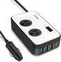 Bapdas 200W Power Inverter DC 12V to AC 110V Car Adapter Plug Outlet with PD 25W USB-C, QC3.0 and Dual USB Ports Loptop Car Charger - PuriLite
