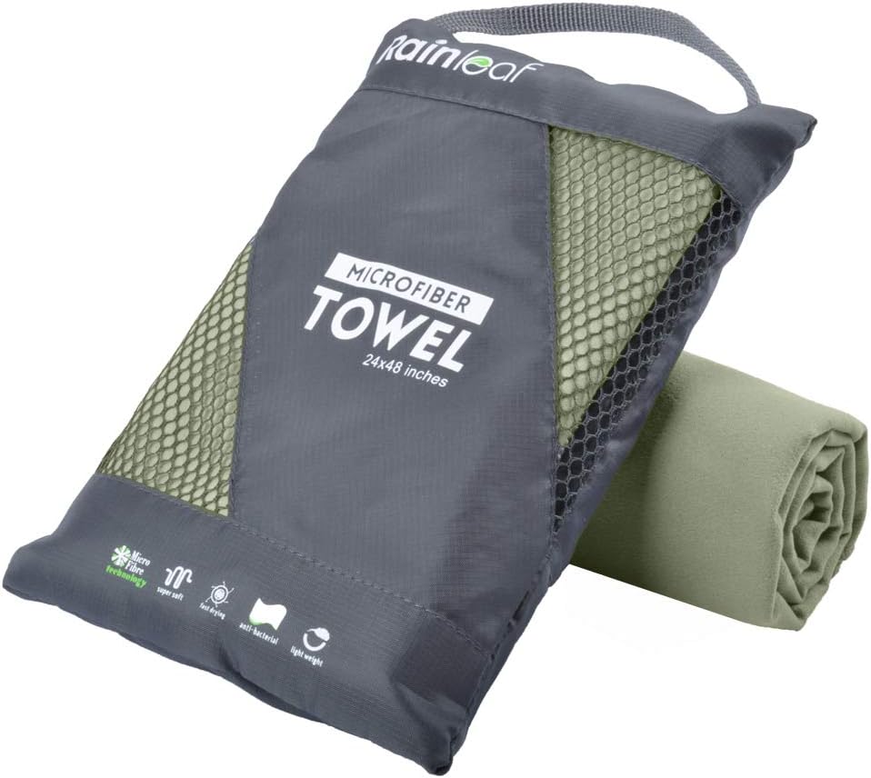 Rainleaf Microfiber Towel Perfect Travel & Gym & Camping Towel. Quick Dry - Super Absorbent - Ultra Compact - Lightweight. Suitable for Trip, Beach, Shower, Backpacking, Pool - PuriLite