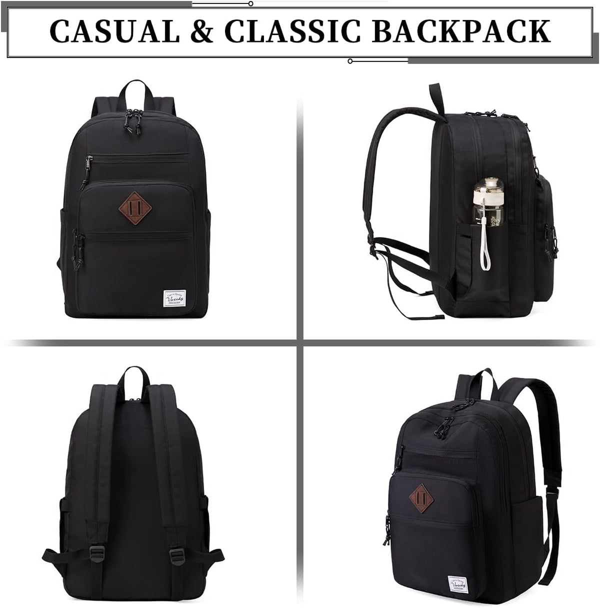 School Backpack for Men Women,Vaschy Lightweight School Bag Bookbag Casual Daypack for High School/College/Teens/Travel/Work - PuriLite