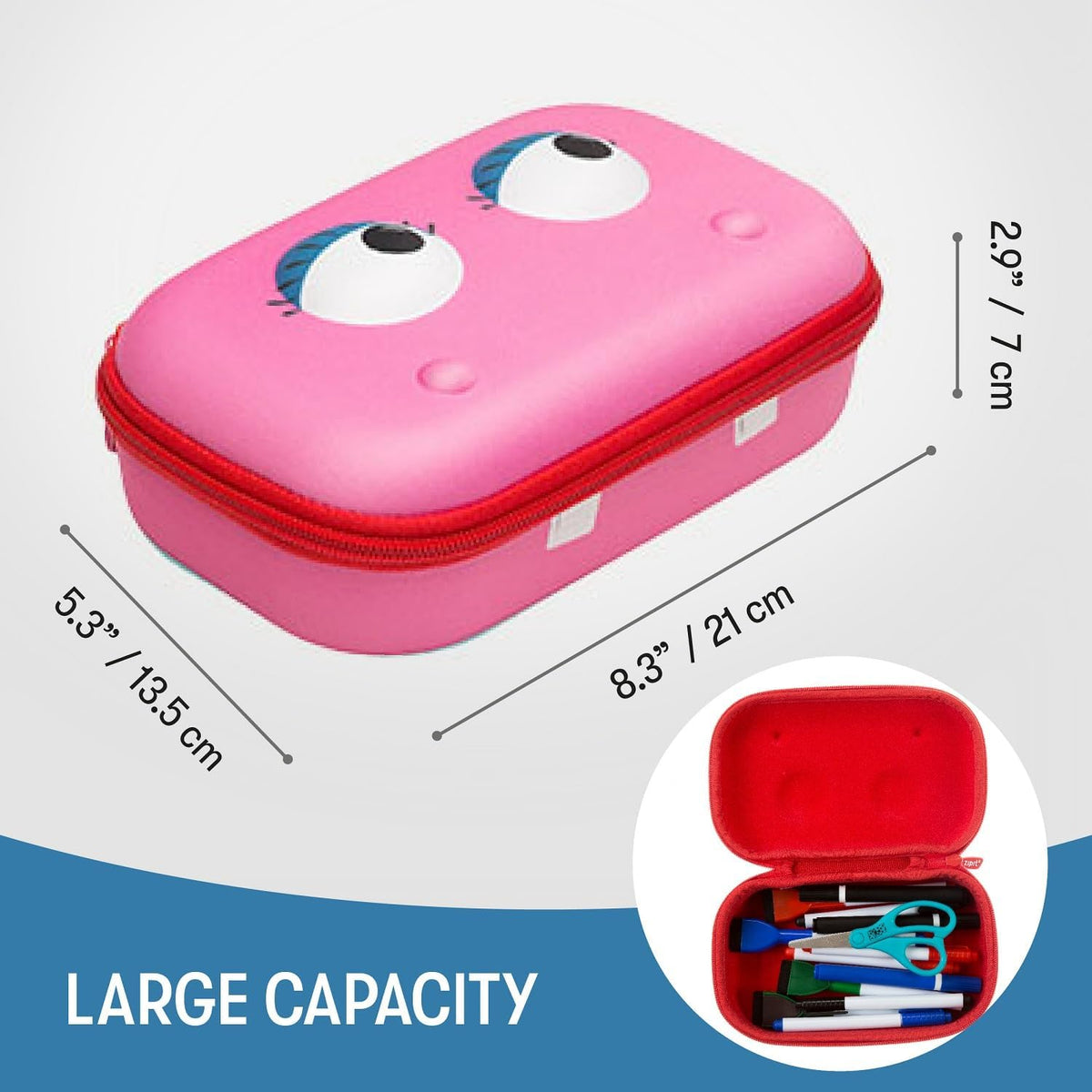 ZIPIT Beast Pencil Box for Kids | Pencil Case for School | Organizer Pencil Bag | Large Capacity Pencil Pouch (Red) - PuriLite
