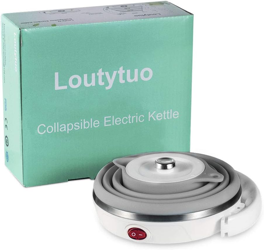 120V 555ML Ultrathin Travel Foldable Electric Kettle with Separable Power Cord and Handle, Boil Dry Protection, Food Grade Silicone - PuriLite