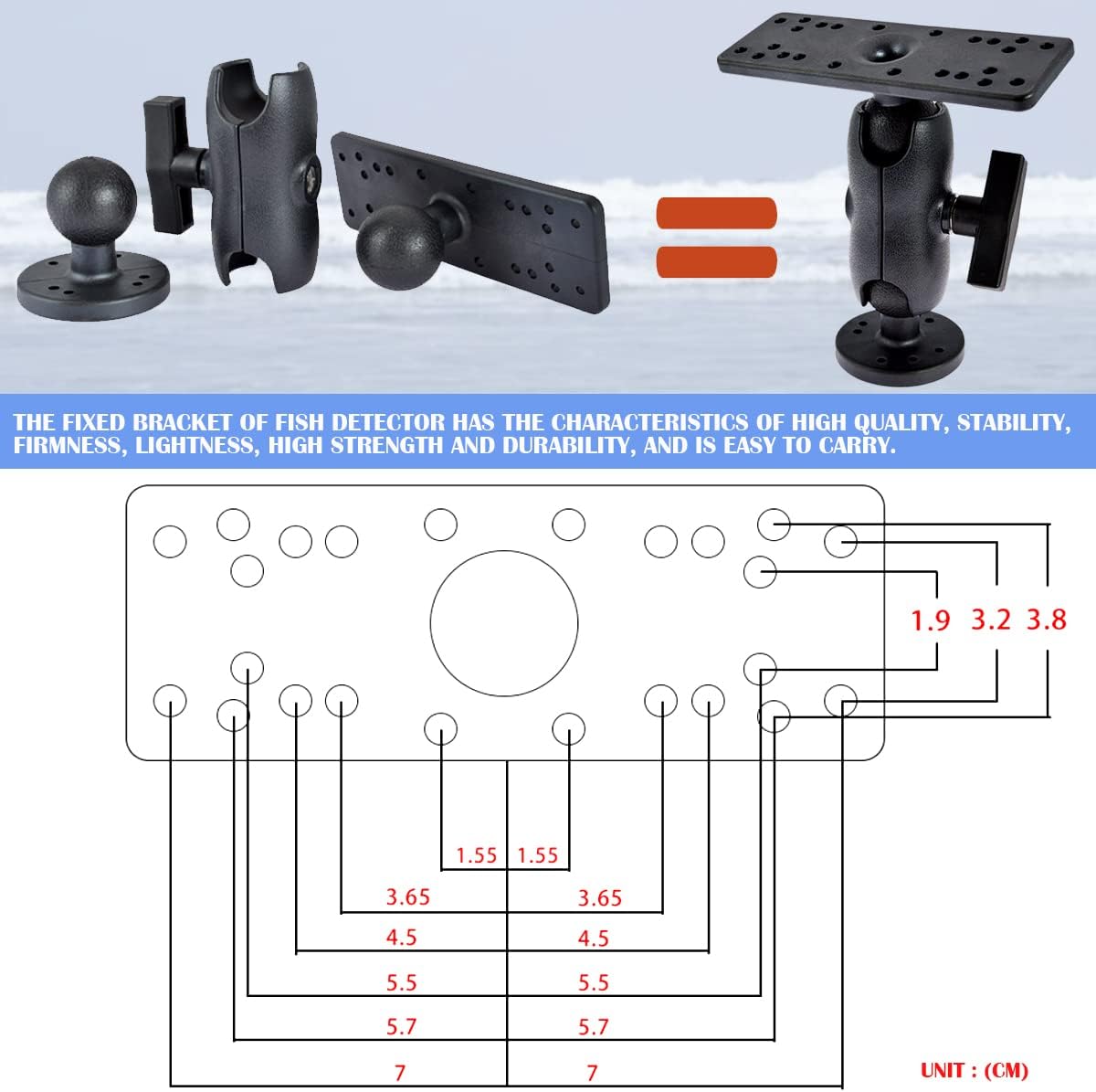 YOLUFER Finder Mount Bracket Holder Rack Universal 360° Adjustable Kayak Mounting Base for Boat Canoe Fishing Accessories - PuriLite