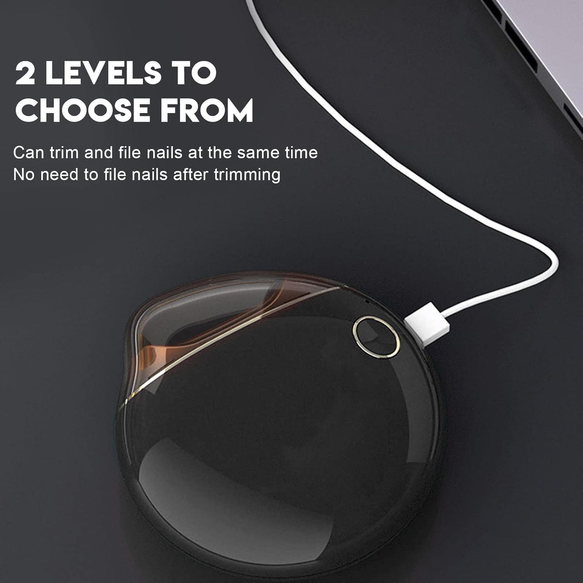 Electric Nail Clipper USB Rechargeable Nail Trimmer Nail Scissors Automatic Safety Fingernail Cutter for Children Seniors Adults (Black) - PuriLite