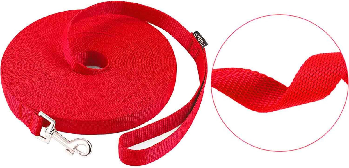 AMAGOOD Dog/Puppy Obedience Recall Training Agility Lead-15 ft 20 ft 30 ft 50 ft Long Leash-for Dog Training,Tie Out,Play,Safety,Camping (15 feet, Black) - PuriLite