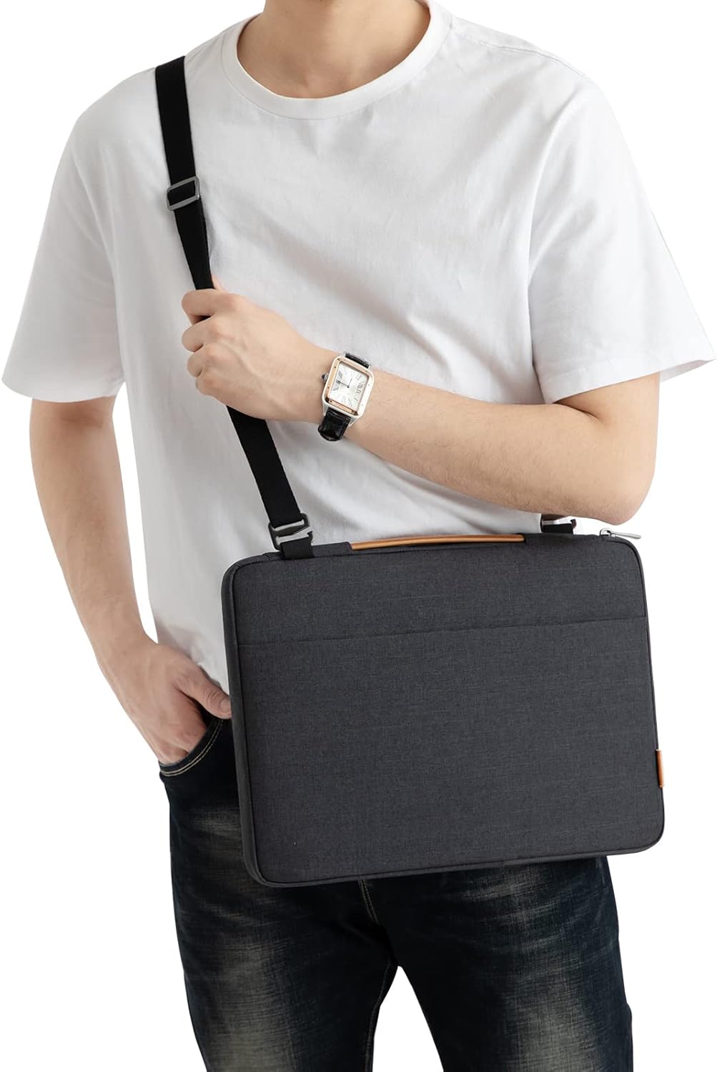 DOMISO 15.6 Inch Laptop Bag Cover Waterproof Shockproof Notebook Sleeve Case Shoulder Bag Protective Cover for 15.6" HP 15/ThinkPad E575/Lenovo IdeaPad S510,Black - PuriLite