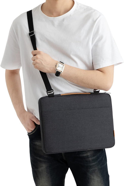 DOMISO 15.6 Inch Laptop Bag Cover Waterproof Shockproof Notebook Sleeve Case Shoulder Bag Protective Cover for 15.6" HP 15/ThinkPad E575/Lenovo IdeaPad S510,Black - PuriLite