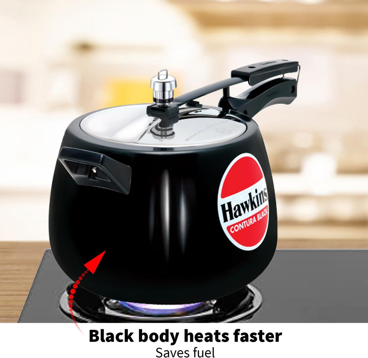 Hawkins CB65 Hard Anodised Pressure Cooker, 6.5-Liter, Contura Black