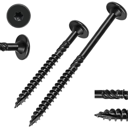 FMhotu 6 Inch Heavy-Duty Outdoor Deck Screws, 50Pcs Star Drive Decking Wood Screws, Rust Resistant Timber Screws for Timber/Log/Landscaping Wood (#14 x 6 Black - PuriLite