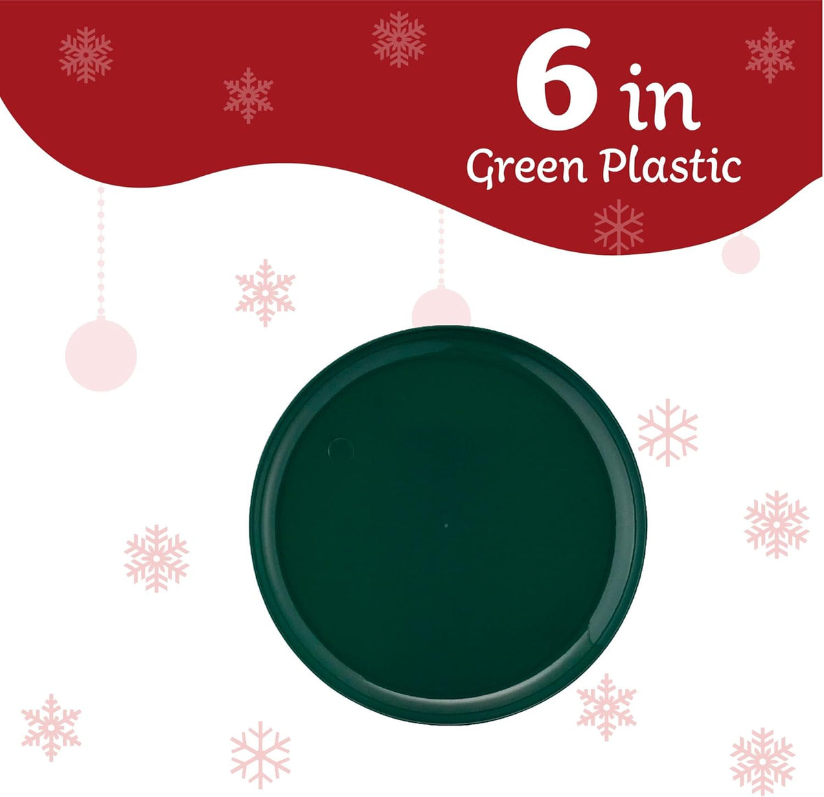 PLASTICPRO [30 Pack 10.7'' Christmass Green Plastic Party Plates Edge Collection Premium heavyweight Elegant Disposable Tableware Dishes - PuriLite