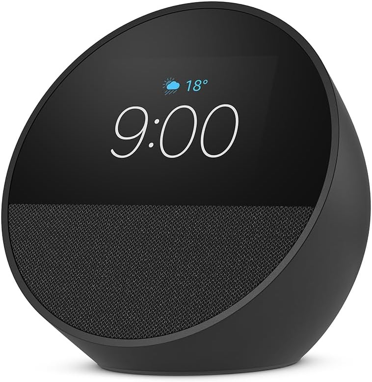 Amazon Echo Spot (newest model), Great for nightstands, offices and kitchens, Smart alarm clock with Alexa, Black - PuriLite