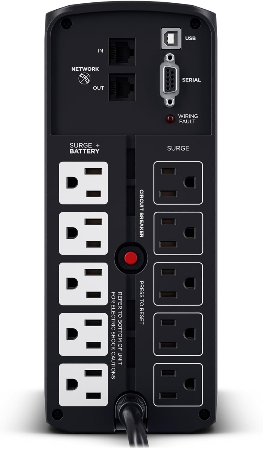 CyberPower CP1500PFCLCD PFC Sinewave UPS System, 1500VA/1000W, 12 Outlets, AVR, Mini Tower, Black - PuriLite