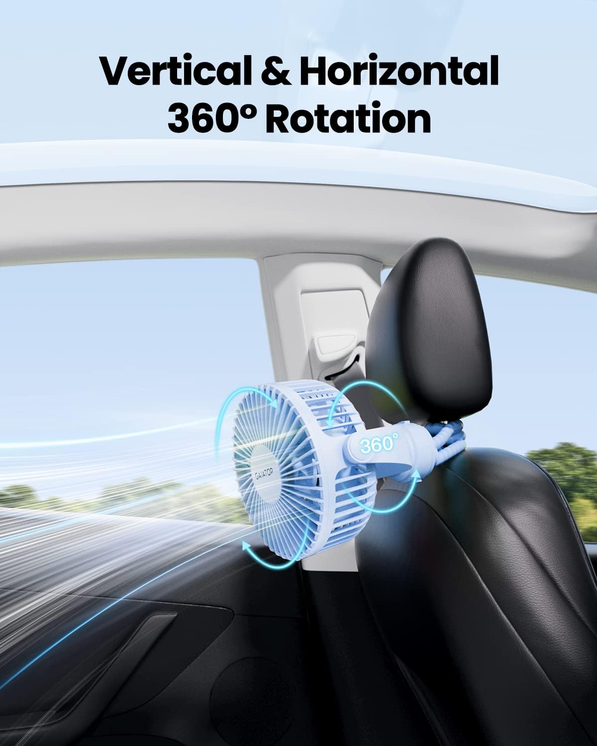 Gaiatop Mini Portable Pram Fan, Rechargeable Small Clip on Fan for Stroller, Detachable 3 Speed 360 Degree Rotate Flexible Tripod Handheld Desk Cooling Car Seat Crib Treadmill Travel Black - PuriLite