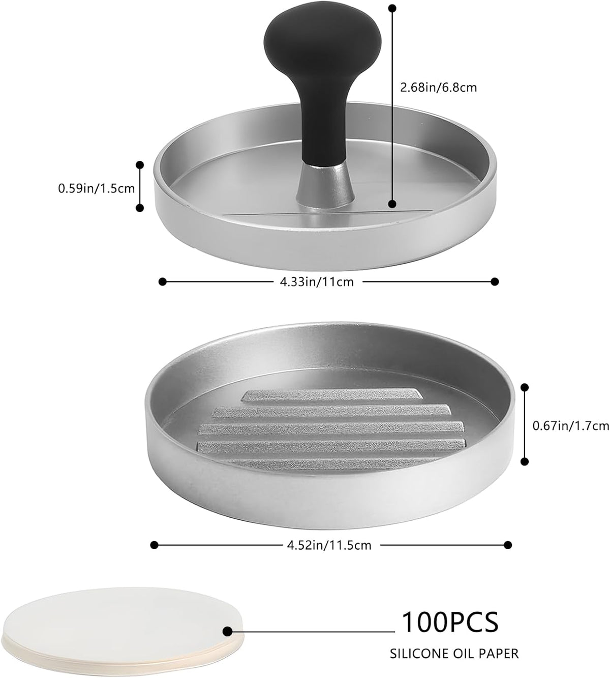 Purilite Select Aluminum Burger Press Patty Maker - PuriLite