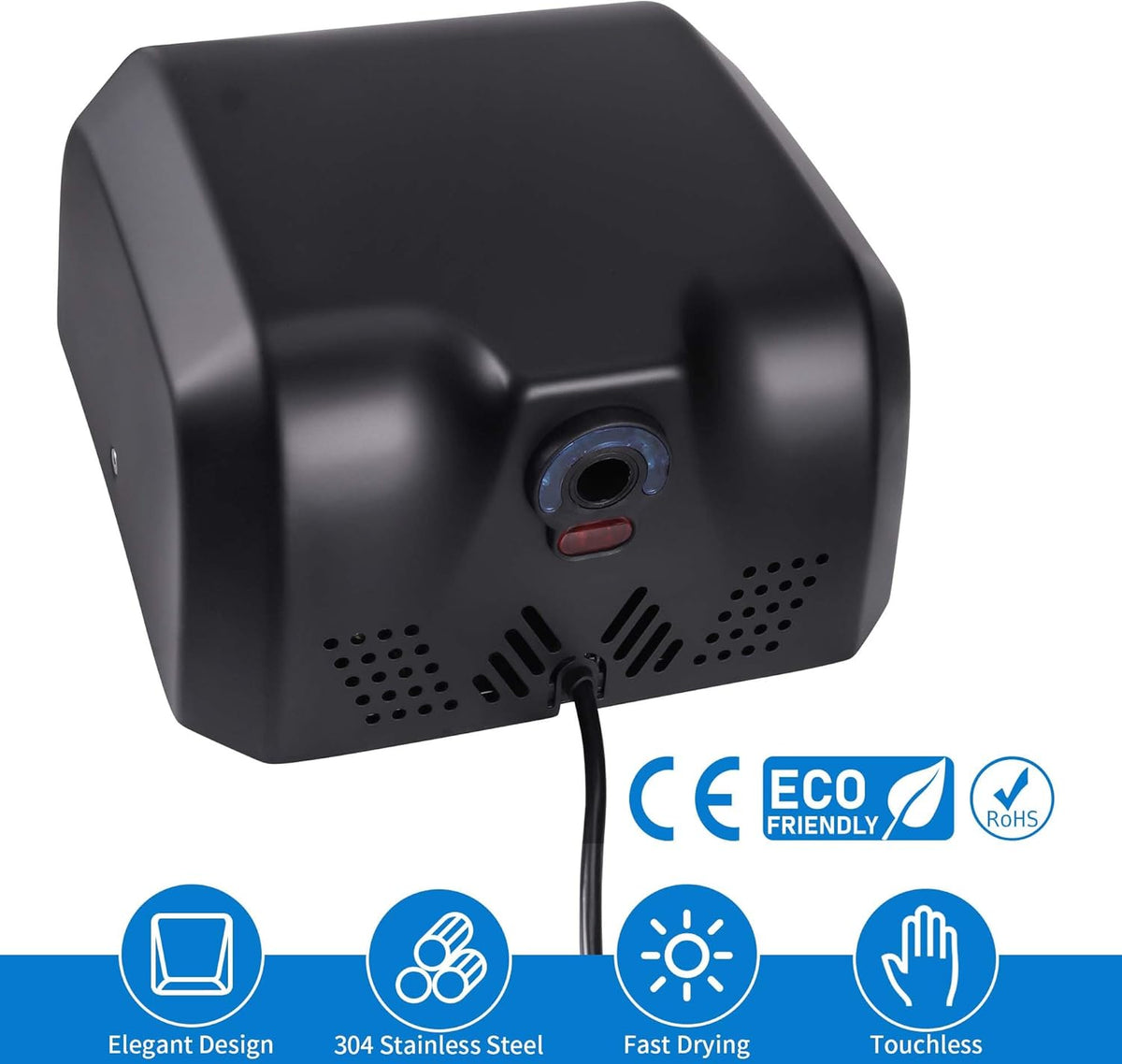 Goetland Stainless Steel Commercial Hand Dryer 1800w Automatic High Speed Heavy Duty Dull Polished - PuriLite