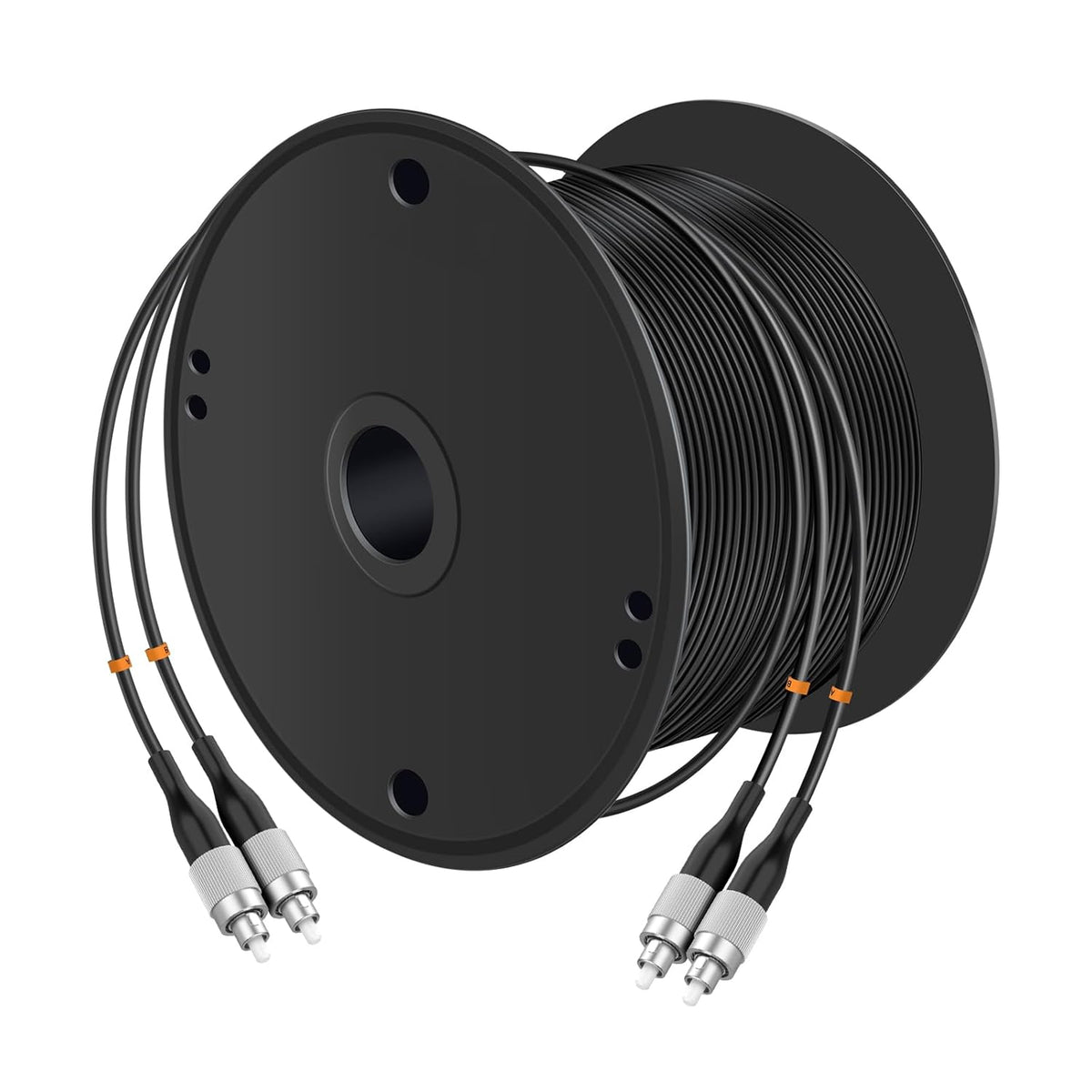 Buacoz 200 Meters LC to LC UPC Outdoor Armored Fiber Patch Cable, 9/125um Single Mode Duplex Fiber Optic Internet Cables, Jumper Optical Patch Cord, (200M/656ft), TPU Black - PuriLite