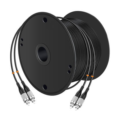 Buacoz 200 Meters LC to LC UPC Outdoor Armored Fiber Patch Cable, 9/125um Single Mode Duplex Fiber Optic Internet Cables, Jumper Optical Patch Cord, (200M/656ft), TPU Black - PuriLite