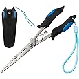Fishing Pliers Stainless Steel Hook Remover Braid Cutter Rustproof Saltwater Split Ring Pliers Fishing Multi-Tools with Sheath and Lanyard - PuriLite