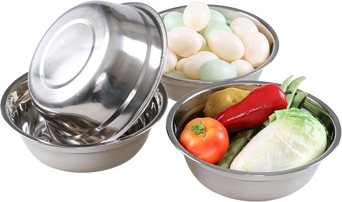 Tyminin Set of 4 Stainless Steel Serving Bowls, Metal Prep Mixing Bowls for Kitchen - PuriLite