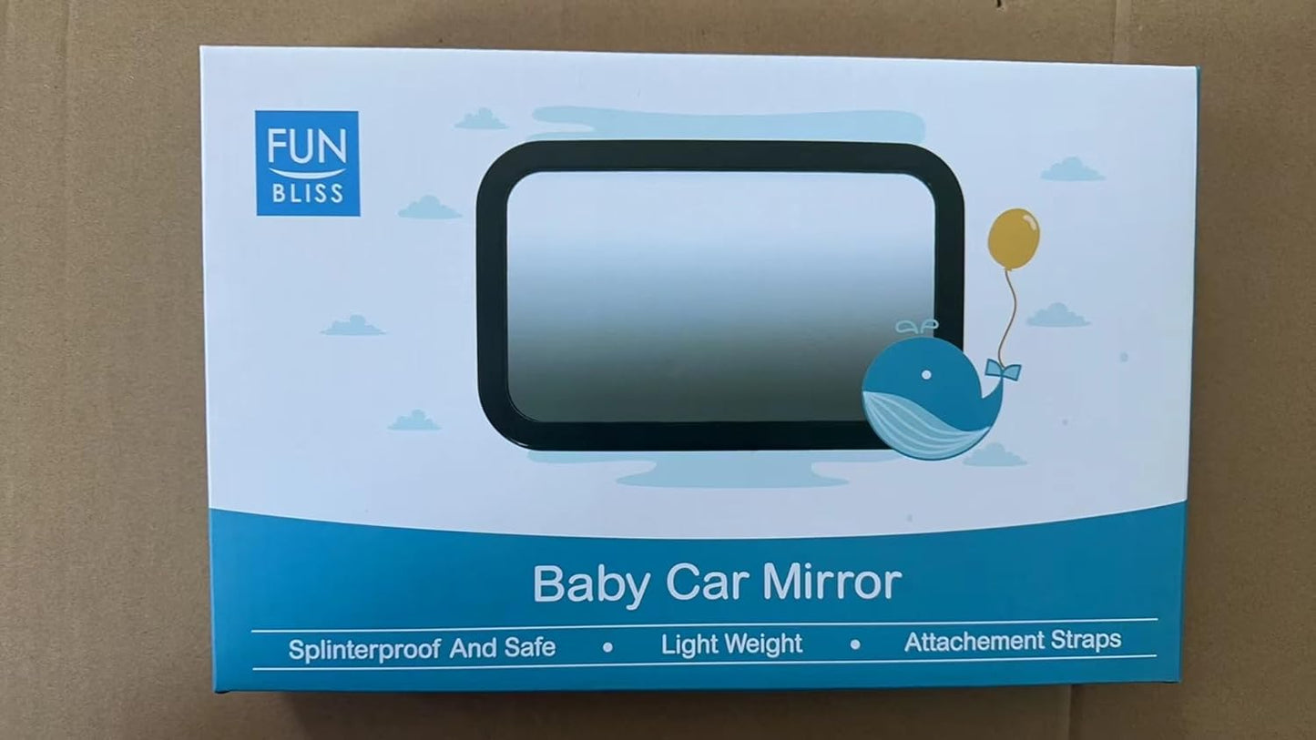 Funbliss Baby Car Mirror for Rear Facing Seat,360° Rotation, Safety CertifiedShatterproof Acrylic Glass, Clear Wide View,Infant Car Mirror for Car Seat Rear Facing,Baby Vehicle Mirror - PuriLite