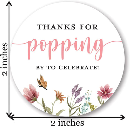 40 Thanks for Popping by! Popcorn Favor Stickers (Gold on White) - PuriLite