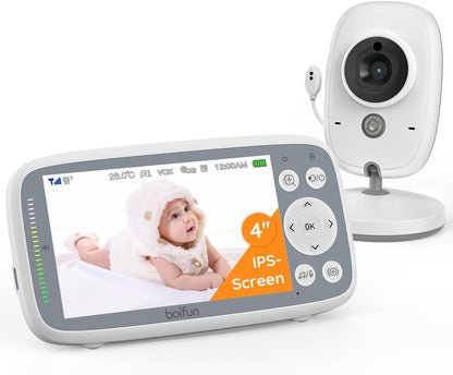 BOIFUN Baby Monitor No Wi-Fi, 4'' 3X Zoom Display, Video Baby Monitor Camera, IPS 720p Wireless (Moniteur Bébé), Easy to Use and Set Up, VOX Sound Detection, Invisible Infrared Night Vision - PuriLite