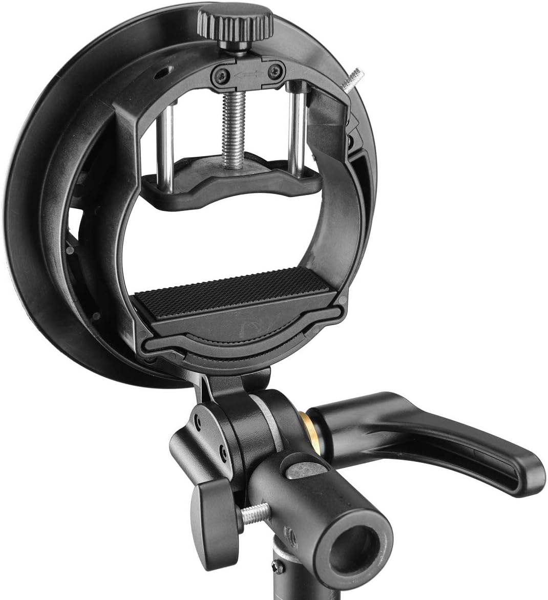Godox S2 Flash S-Type Bracket with Bowens Mount for Godox V1 AD200Pro etc Round Head Flash Series and AD400Pro AD200 V860II TT685 TT600 TT350 Series Speedlite,Direction-Adjustable Handle… - PuriLite