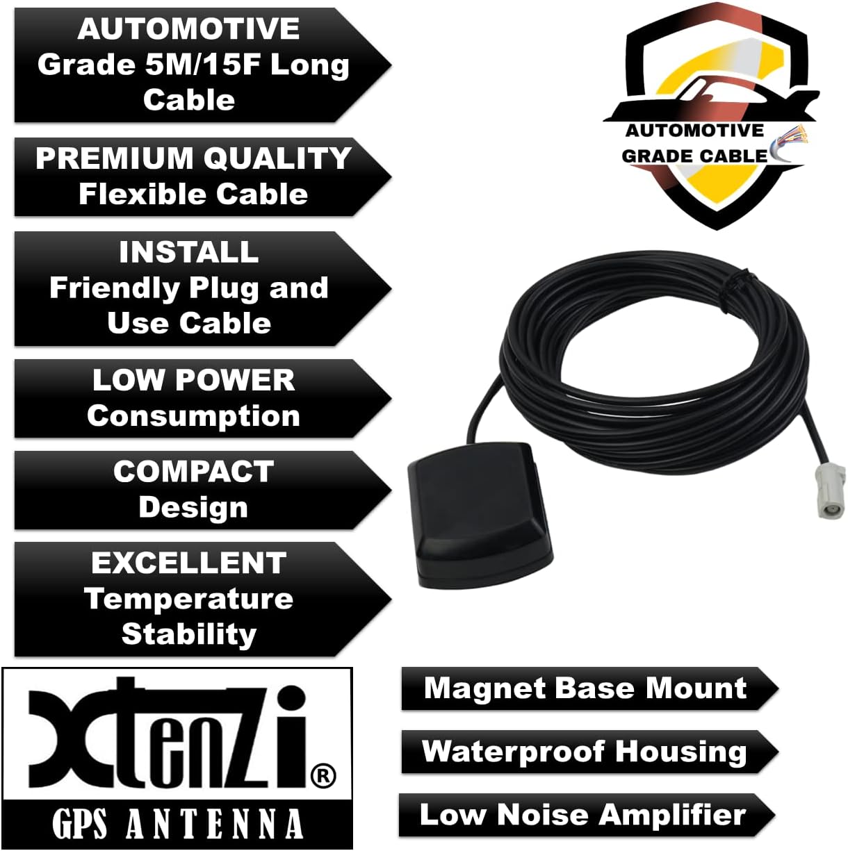 Xtenzi Replacement Active GPS Antenna Compatible with Select JVC Navigation KW-NT30HD KW-NT50HDT QAL1088-003 QAL1088-001 Models - PuriLite