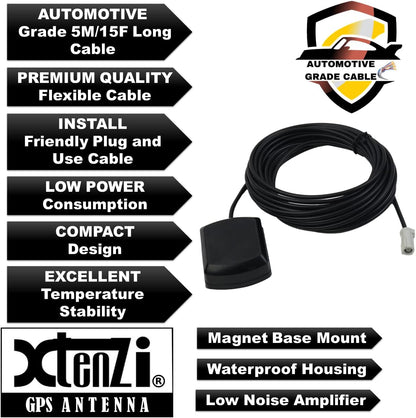 Xtenzi Replacement Active GPS Antenna Compatible with Select JVC Navigation KW-NT30HD KW-NT50HDT QAL1088-003 QAL1088-001 Models - PuriLite